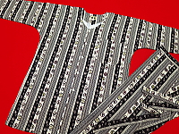 義若オリジナルの鯉口シャツ（ダボシャツ）　激安セール　江戸浅草縞紋様（黒ベージュ）